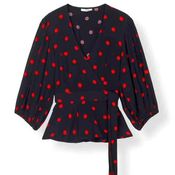 Ganni Tops - Ganni Polka Dot Wrap Top